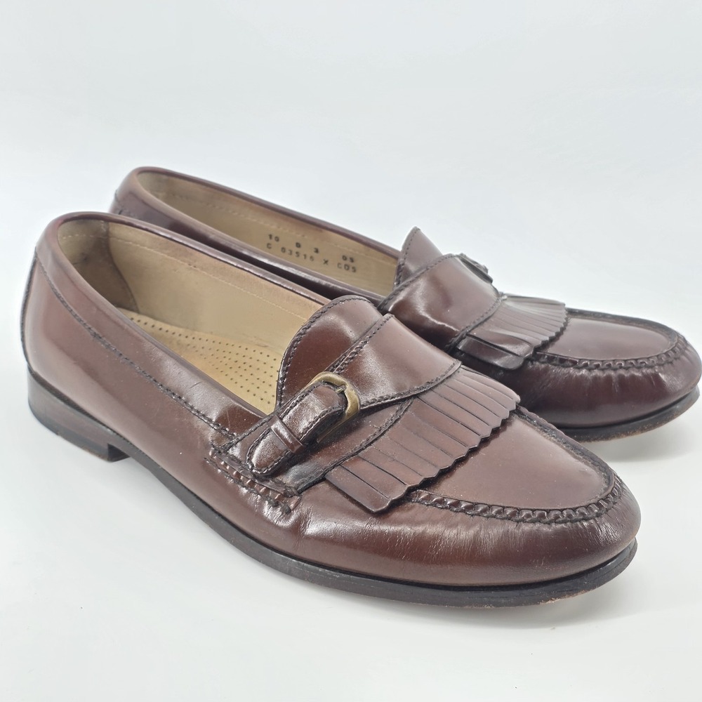 Cole Haan Mens Buckle Glossy Brown Loafers Size 10 D